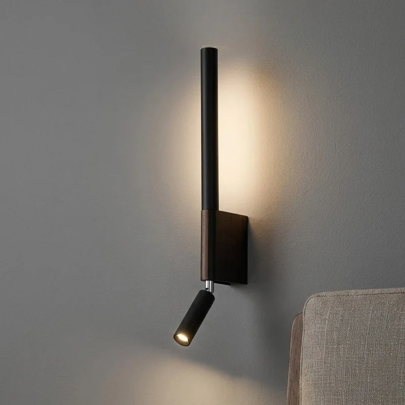 Wandlamp Slaapkamer met Draaibare Leeslamp 345° Rotatie Zwart Wit Aluminium Indirect Licht Moderne Verlichting | Sansoti