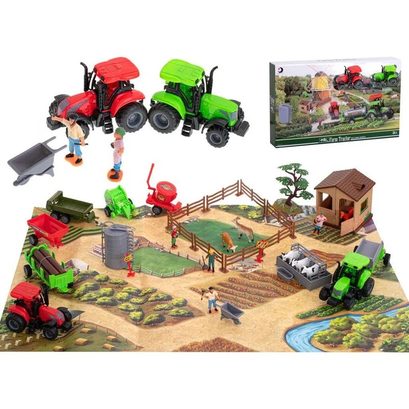 Speelgoed Boerderij 48-delig – Met Dieren, Tractoren, Speelmat & Accessoires – Educatieve Farm Adventure Set – Vanaf 3 Jaar