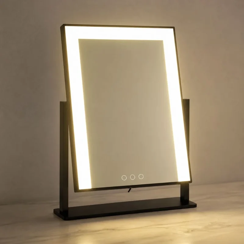 Verlichte Make-up Spiegel 15x Vergroting LED Touch Dimbaar 360° Draaibaar Cosmetica Tafelspiegel Badkamer | Sansoti