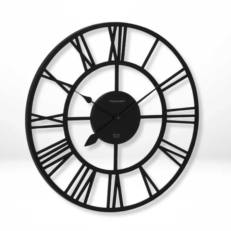 Vintage Zwarte Houten Muurklok | Klassiek Design | Grote Klok