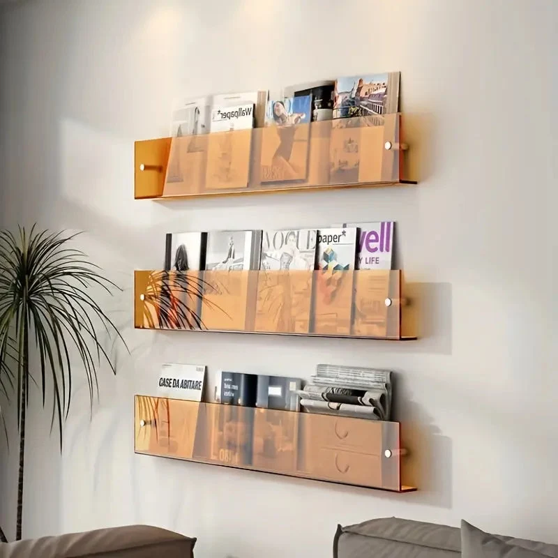 Wandplank Tijdschriftenhouder Transparant 40x3,5x15cm Modern Design | Sansoti