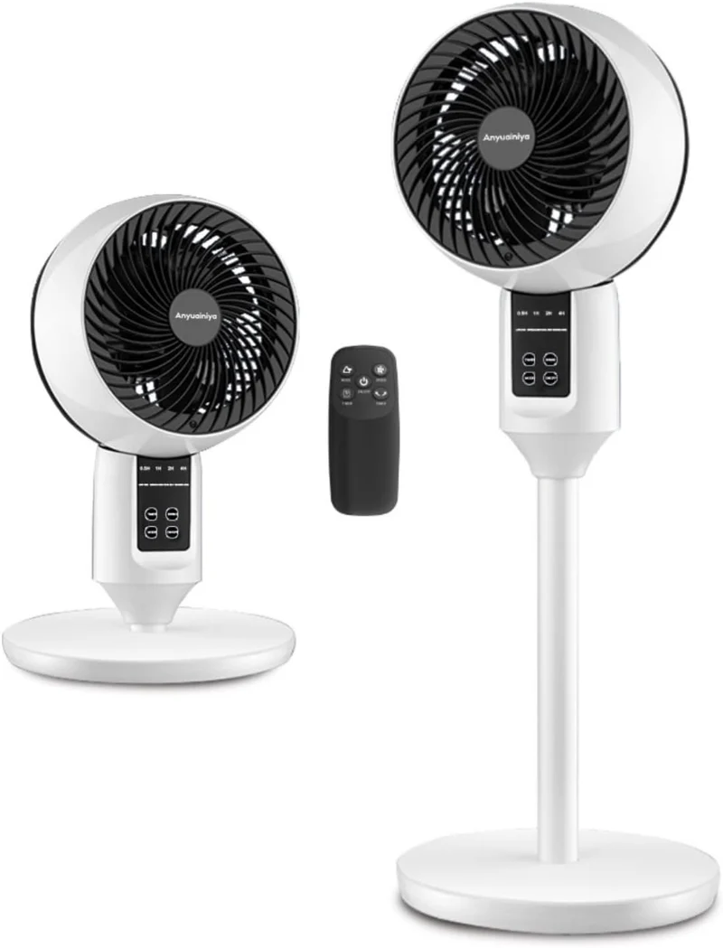 Tafelventilator Bureau Verstelbaar 47 tot 100 cm 3 Standen 3D Oscillatie Stil DC-Motor Wit | Sansoti