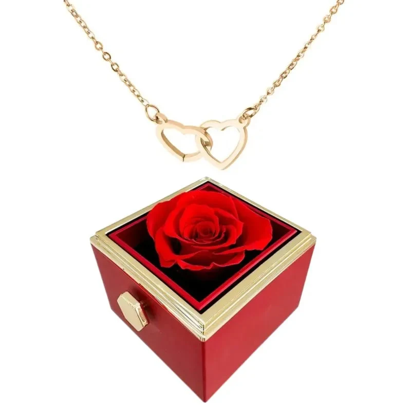 Hartvormige Ketting Twee Harten Titanium Staal Vrouwen Romantisch Sieraad Goud Zilver Rosé Geschenkdoos | Sansoti