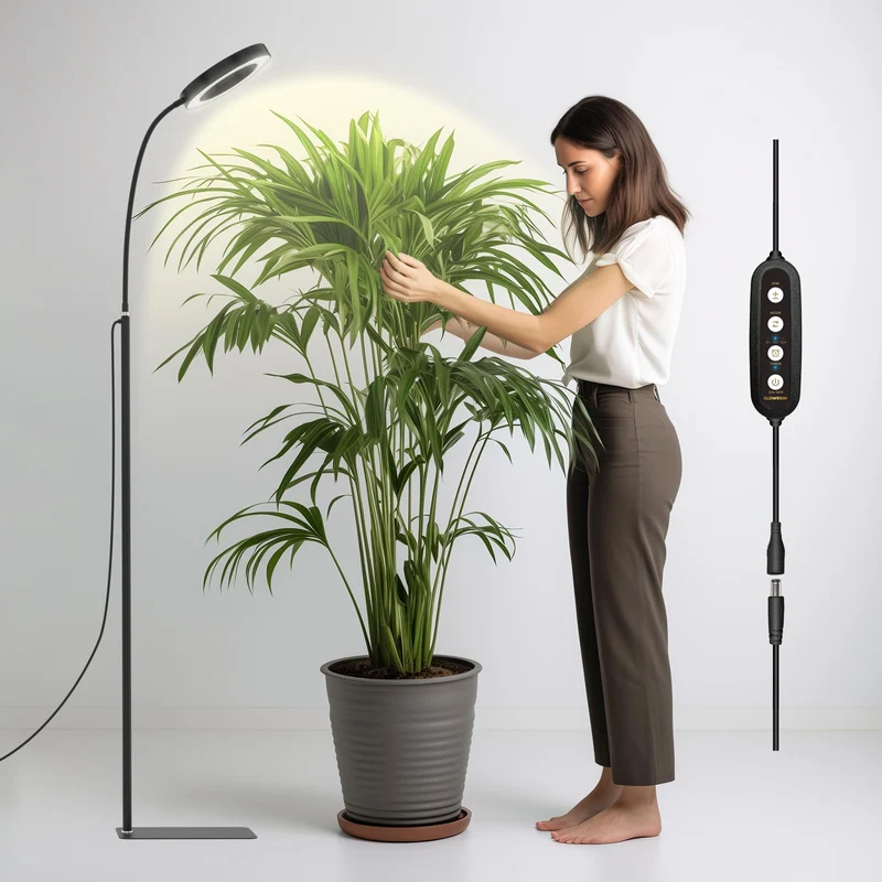 LED Groeilamp Staand 20W Verstelbare Hoogte Volspectrum Kamerplanten Timer 3 Lichtmodi 6 Standen Dimbaar | Sansoti
