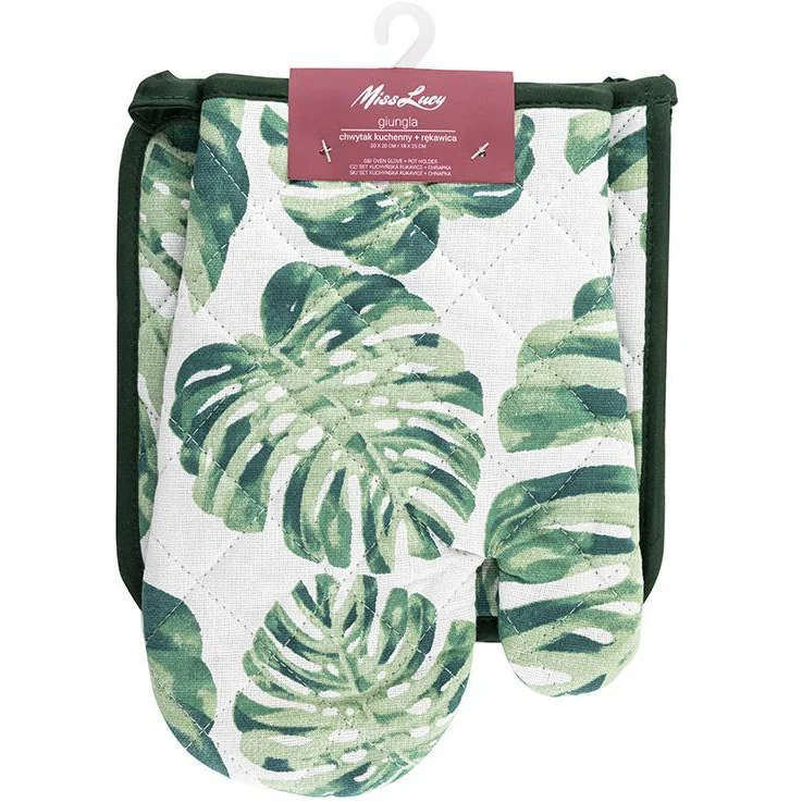 Miss Lucy Giungla ovenhandschoen en pan lap set van 2 stuks 18 x 25 cm groen