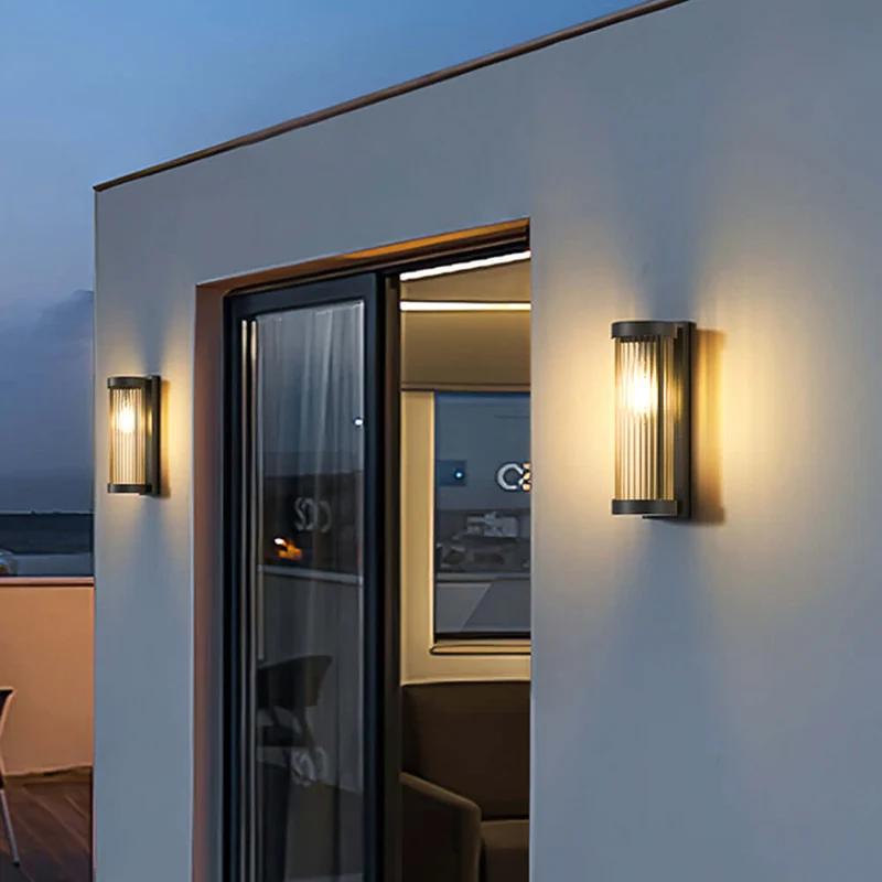 Moderne Buitenlamp Cilindrisch Metaal & Glas