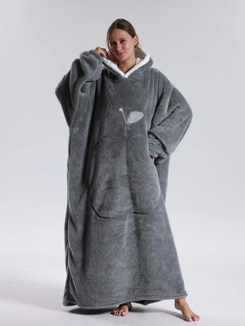 Draagbare Hoodie Deken met Mouwen en Capuchon Warm Fleece voor Bank Bed TV Kijken Luieren Ontspannen | Sansoti