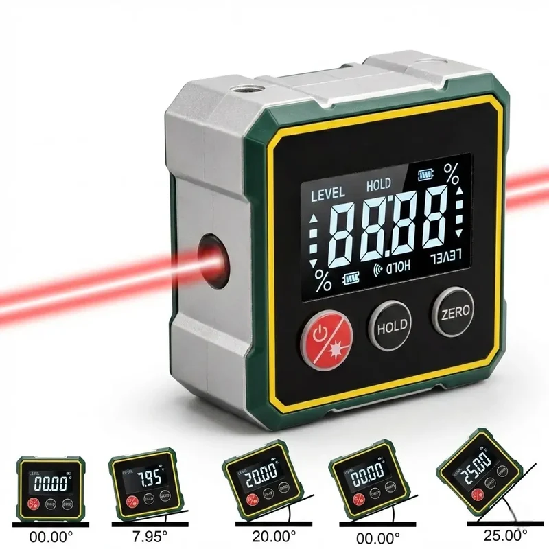 Digitale Laserinclinometer • Hoekafstandsmeter • Gradenmeter • Waterpas voor Nauwkeurige Hoekmetingen | Sansoti