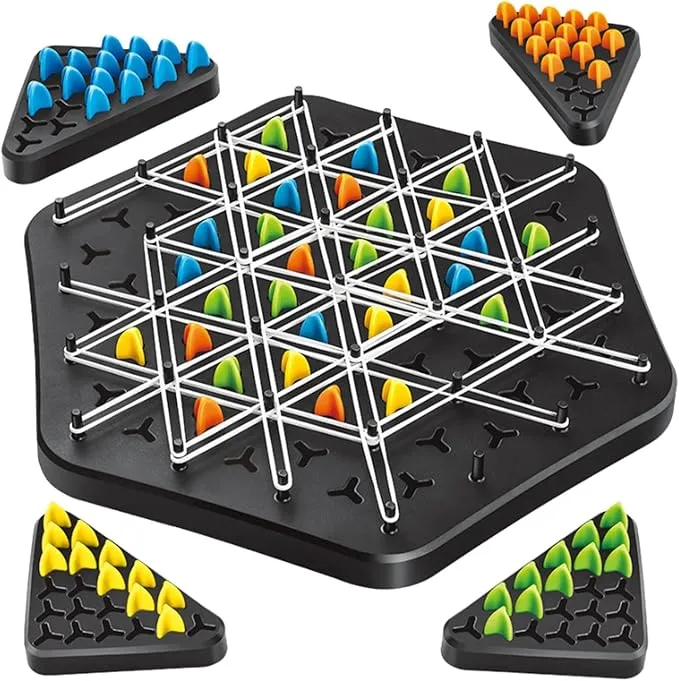 Strategisch Driehoekspel – Elastiekenpuzzel met Houten Pinnen voor Concentratie en Tactisch Denken | Sansoti