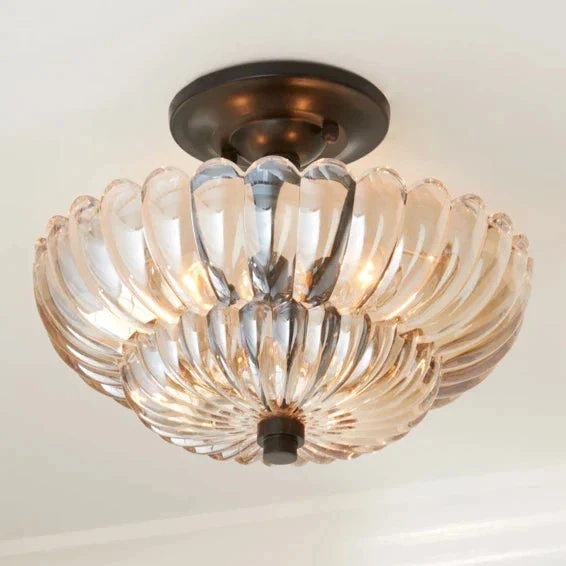 Retro Plafondlamp van Glas – Amberkleurig of Helder – Nostalgische Sfeerverlichting voor Keuken Woonkamer Eetkamer – Vintage Design – E27 Fitting | Sansoti