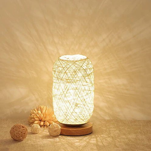 Scandinavische Tafellamp met Natuurlijke Rotan & Houtafwerking Japandi-Stijl | Sansoti