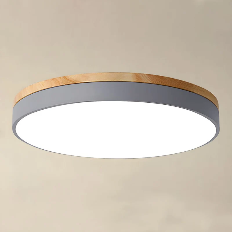 Plafondlamp Hout Rond LED met Acryl – Dimbaar Warm Licht Scandinavisch Design Woonkamer Slaapkamer 30cm 40cm 50cm 60cm | Sansoti