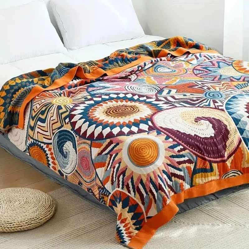 Katoenen Plaid Sunburst – Zacht & Luchtig Vierseizoenen Deken 150x200 | Sansoti