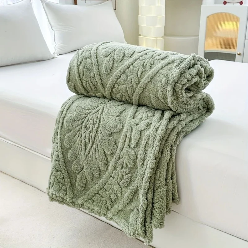 Geweven Jacquard Fleece Plaid – Zachte Warme Deken met Geometrisch Patroon – Decoratieve Microfiber Deken voor Bank en Bed | Sansoti