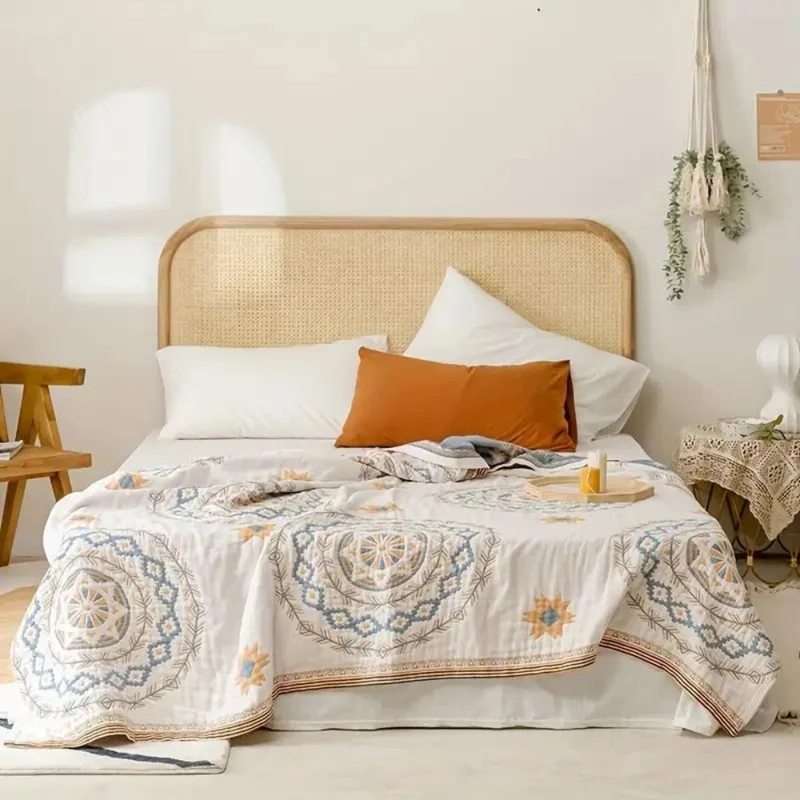 Katoenen Plaid met Mandala-Patroon – Boheems Decoratieve Deken voor Bank en Bed – 152×203 cm en 203×231 cm | Sansoti