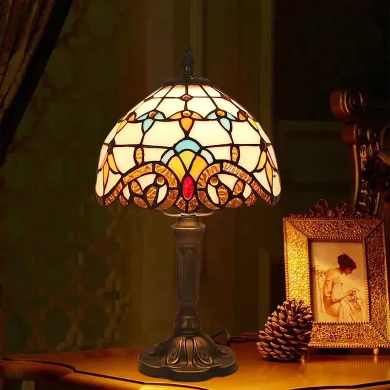 Antieke Glas in Lood Lamp - Tijdloze Elegantie & Ambacht