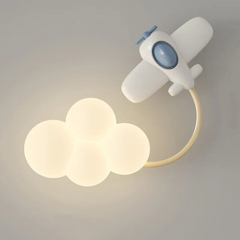 Kinderkamer Wandlamp met Sterren, Regenboog en Vliegtuig – Creatieve LED Verlichting voor Babykamer en Speelkamer | Sansoti
