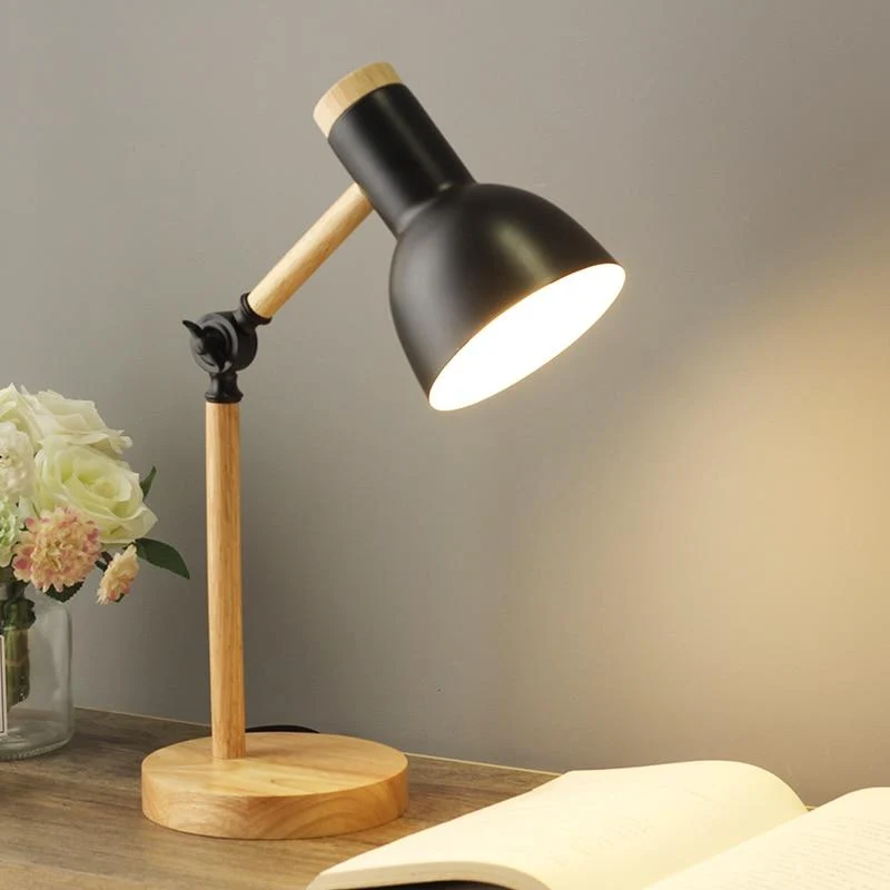 Scandinavische Houten Tafellamp met Draaibare Kop en LED-Verlichting | Sansoti