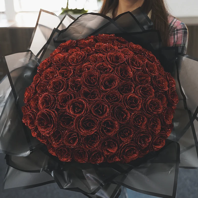 Luxe Glitter Rozen Boeket - Voor Altijd Bloeiend