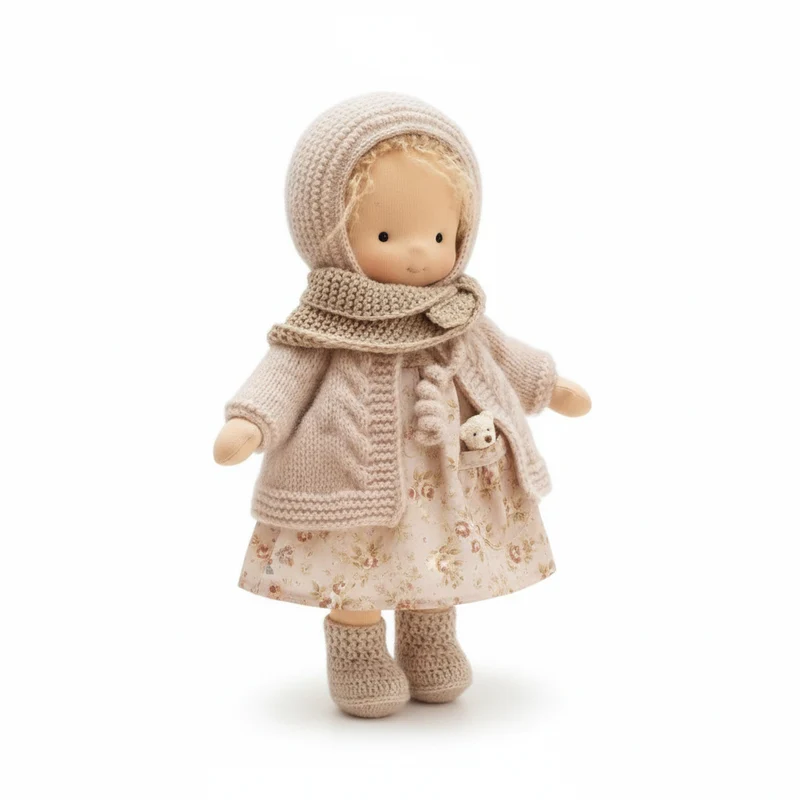 Handgemaakte Knuffelpop 35cm Zachte Vulling Katoenen Jersey Fantasiespel Creatief Speelgoed Kinderen Vanaf 2 Jaar | Sansoti
