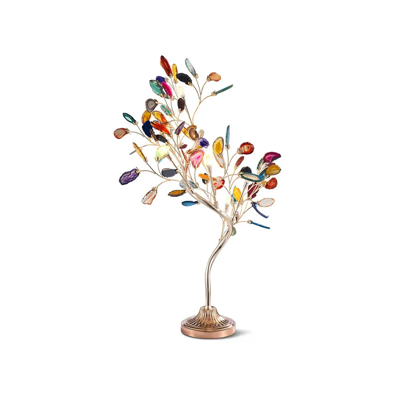 Agaat Kroonluchter – Natuursteen Hanglamp met Rozégouden Frame voor Hoge Ruimtes – Ø 65 cm & Ø 85 cm | Sansoti