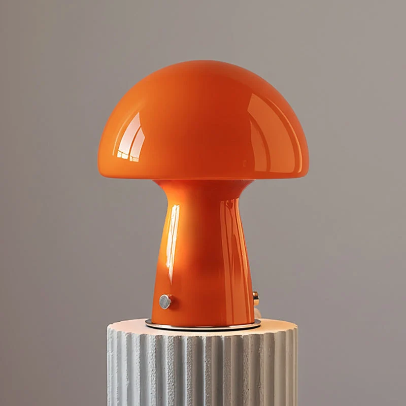 Bauhaus Paddenstoel Tafellamp Glas & Metaal — Retro Design met Warm Licht — Voor Woonkamer, Slaapkamer, Kantoor | Sansoti