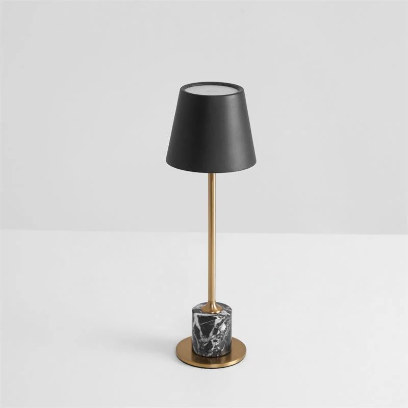 Draagbare Mini Tafellamp op Batterij met Marmeren Voet Ø10cm | Sansoti