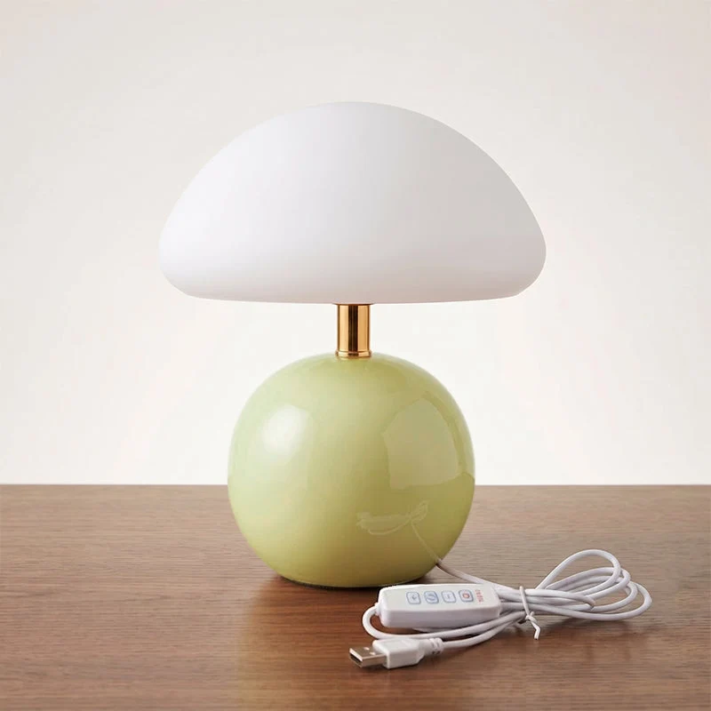 Keramische Tafellamp met Rotomold Kap - Warm Wit LED 3000K - Ø 20 cm - Scandinavische Designlamp | Sansoti