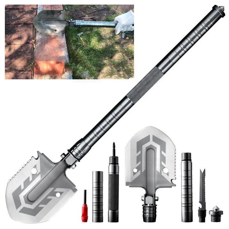 16-in-1 Tactische Overlevingsschep – Multifunctioneel Campinggereedschap met Zaag, Mes & Firestarter voor Outdoor Avonturen | Sansoti