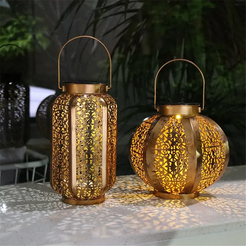 Zonne-energie Art Deco Tuinlantaarn Metaal LED Hanglamp Geometrisch Buitenverlichting | Sansoti
