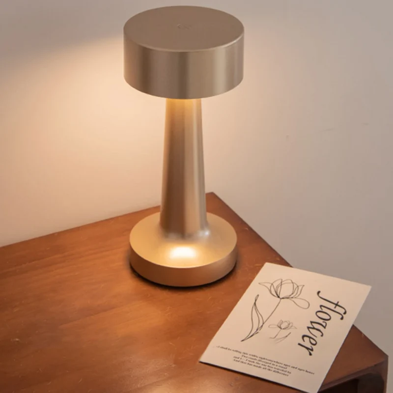 Draadloze Tafellamp Metaal met USB-Oplaadbaar Dimbaar Licht 22cm | Sansoti