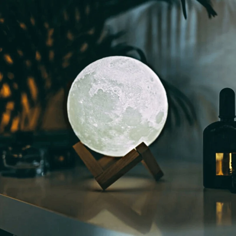 Magische Maanlamp - Draadloze Touch Control | Houten Stand