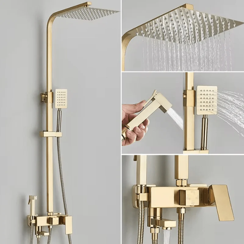 Doucheset - AquaFlow - Luxe Regen Douche - Brass Mengkraan