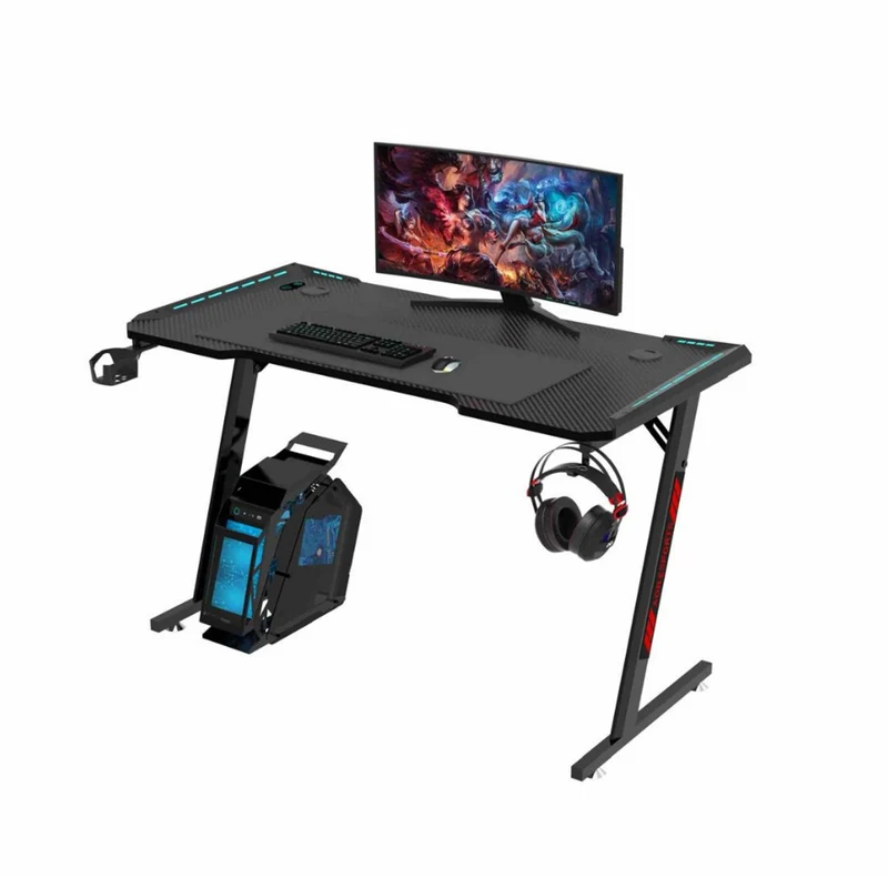 Livista® Gaming Bureau - 140x60x73cm - RGB Verlichting - Ergonomisch Ontwerp - Stabiele Driehoekige Structuur - Zwart