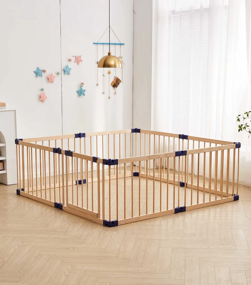 Livista Grondbox baby - Speelbox - Playpen baby - Babypark - Kruipbox – Kinderbox – Baby box – Blauwe Connectoren - Slim Kliksysteem - Hout - 170x170x61 CM
