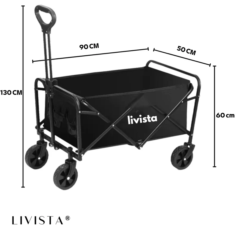 Livista ® - Bolderkar Opvouwbaar - Zwart - Verstelbaar - Draagvermogen 80KG - 115L - Krachtig & Compact - In de Aanbieding