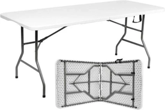 Livista® Inklapbare Klaptafel 180 x 70 cm - Opvouwbare Tafel - Vouwtafel - Tafel voor Tuin, Camping & Feest - Stevig,Antislip & Weerbestendig - Wit