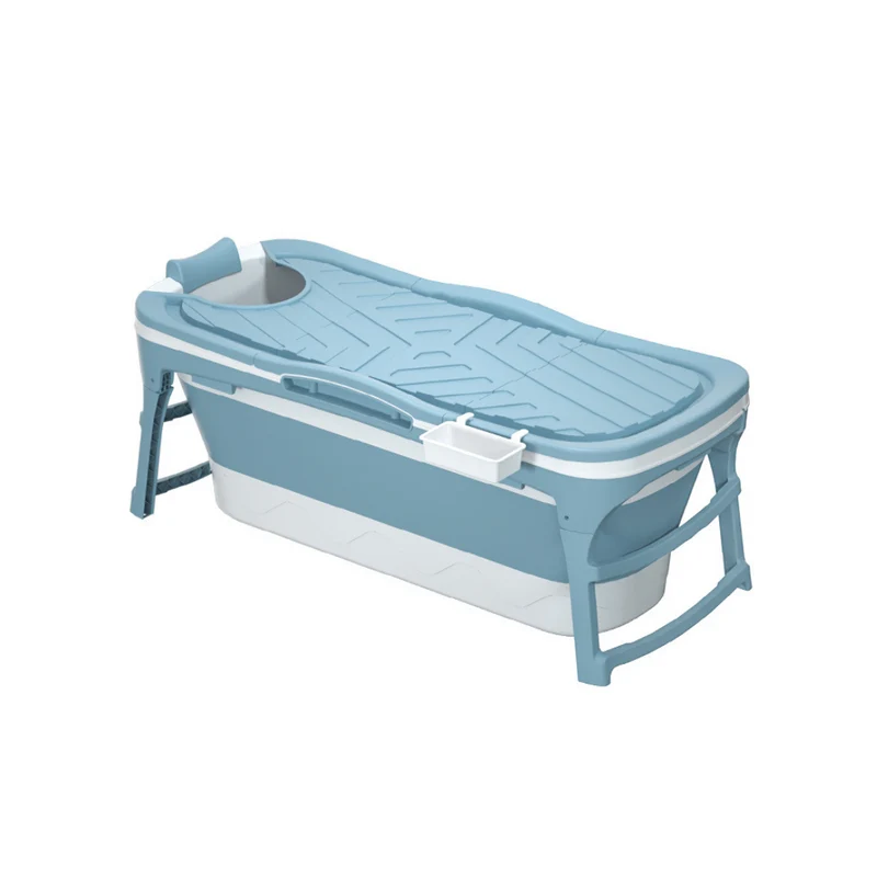 Livista® - Opvouwbaar Bad voor in douche - Blauw - 143 cm - Inklapbaar - Bath Bucket - Met Onderwater LED en Kussen - voor Volwassenen