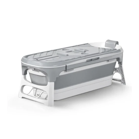 Livista® - Opvouwbaar bad - Bad Grijs - Zitbad - Inklapbaar - Bath Bucket - 152 CM LANG - XL - Incl. Rugkussen en Bad Accessoires