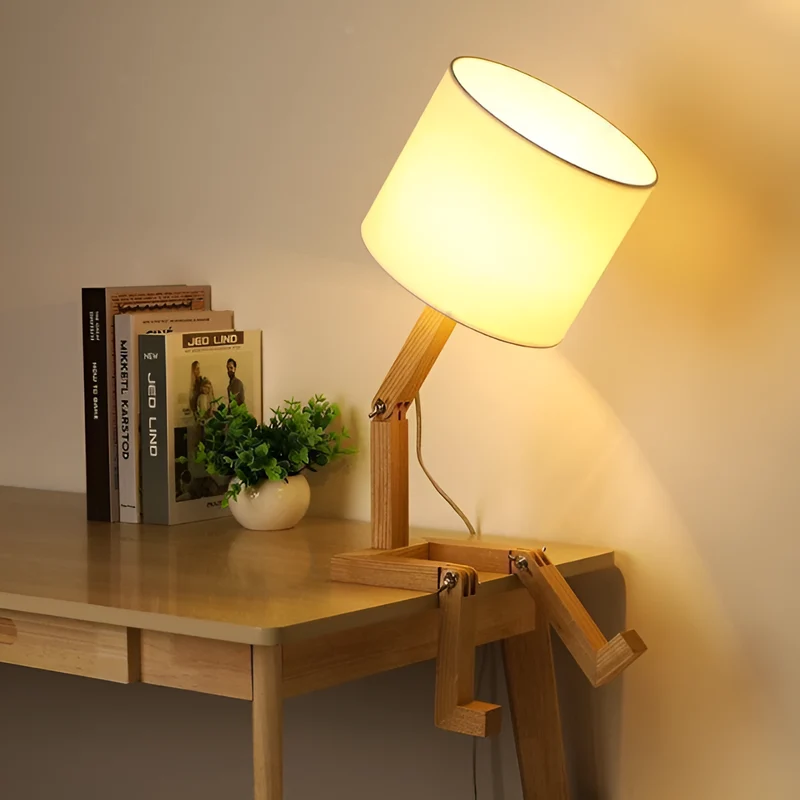RoboLume - Flexibele houten robot bureaulamp