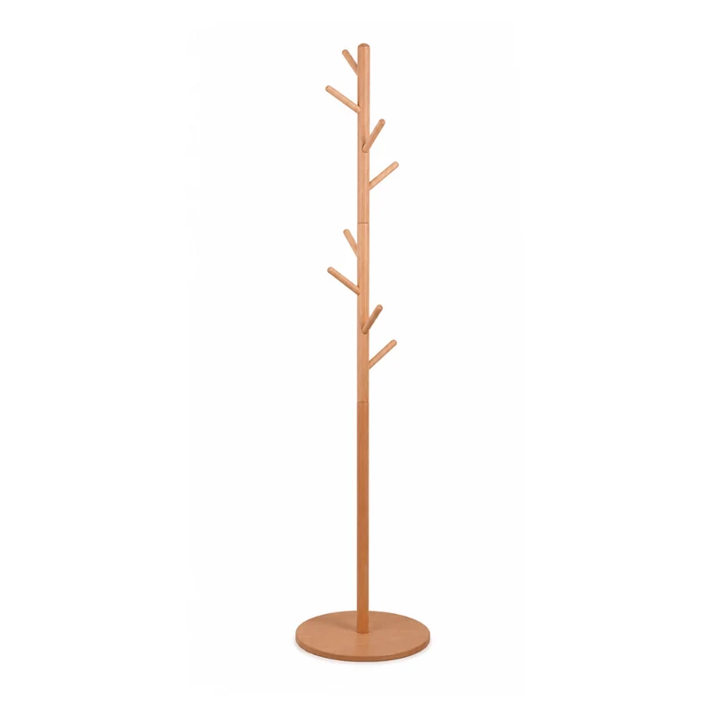 Livista Kapstok Staand – Houten Kapstok – met 8 Haken – Beukenhout – Staande kapstok – Garderoberek – 172 cm – Hout