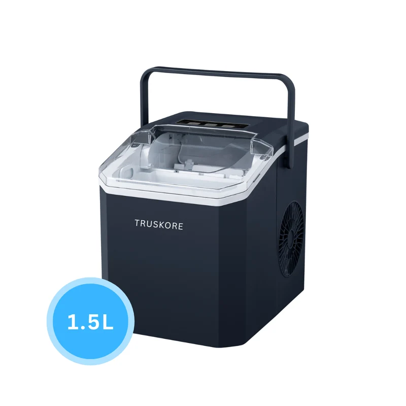 Truskore IJsblokjesmachine – IJsblokjesmakers – Snel IJs in Slechts 6-8 Minuten – 1,5L Waterreservoir – 2 IJsblokjesformaten – Compact & Stil – Zwart