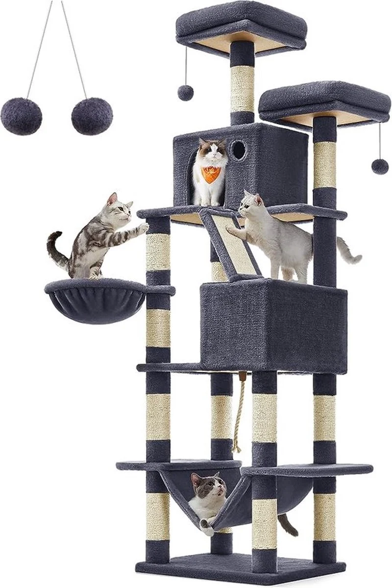 Livista Krabpaal voor zware katten - Hoge krabpaal - Krabpaal boomstam - Krabpaal voor grote katten - Kat toren - Krabpaal plafond - Stevige krabpaal - Krabpaal voor katten - XXL - Katten verblijf
