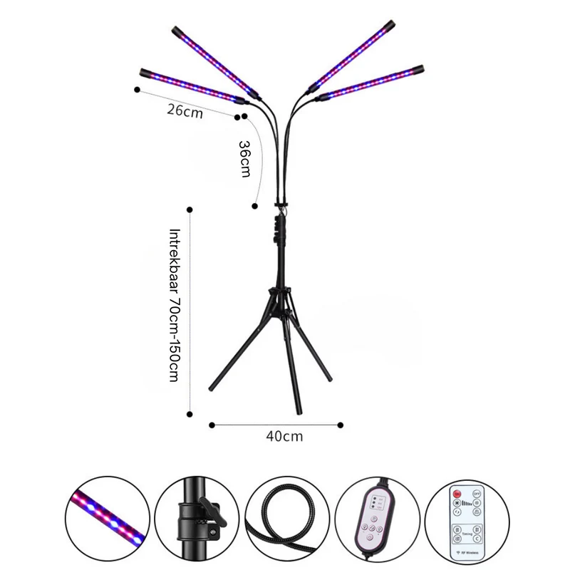 Livista® - LED Planten Groeilamp – Vouwbaar Standaard – Volledig Spectrum – Instelbare Timer – Voor Planten, Aquariums en Zaadkieming