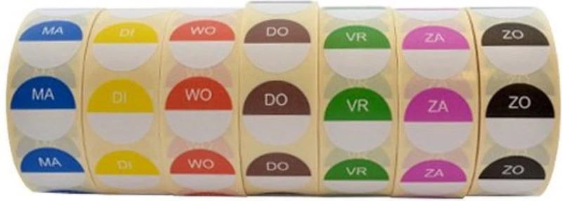 Livista labels Set - alle dagen - 7 rollen 500 etiketten per rol - Houdbaarheidsetiket