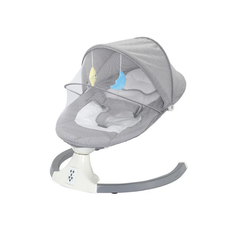 Livista® - Elektrische Baby Schommelstoel – Afstandsbediening – 3 Verstelbare Snelheden – Comfortabel en Stijlvol – Grijs – Met Zonnescherm – Afneembare en Wasbare Bekleding