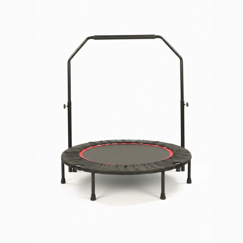 Livista Fitness Trampoline – Ø122 cm – Verstelbare Handgreep – Antislip Zuignappen – Krachtige Veren – Max. 200 kg – Voor Binnen & Buiten – Zwart/Rood