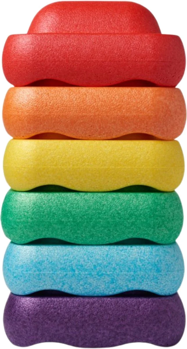 Livista Stapelstenen - Balanceerstenen - regenboog - 6 stuks - Balans speelgoed - Vierkant