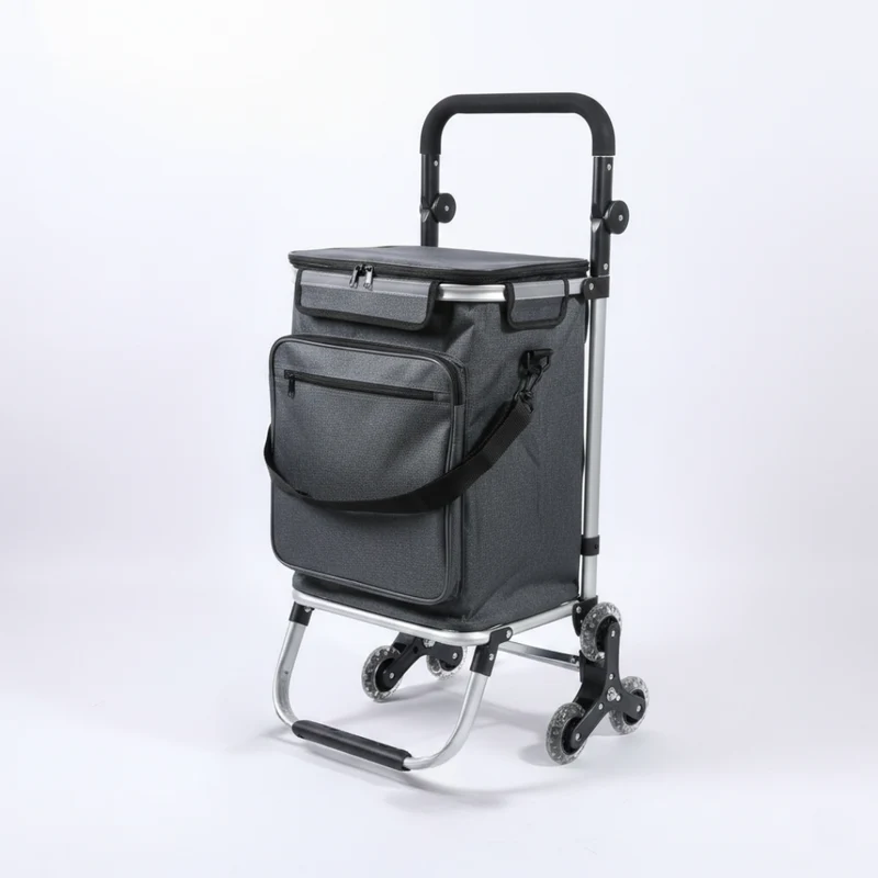 Livista Opvouwbare Boodschappentrolley – 47L – Driehoekige Trapwieltjes – Aluminium Frame – Max.45kg Draagkracht – Multi-opbergvak – Stevige Waterafstotende Tas
