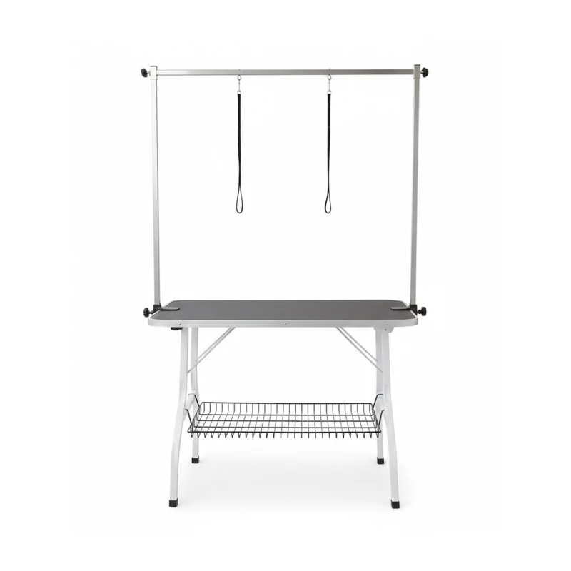 Livista Trimtafel voor Huisdieren - Verstelbare Trimtafel - Veilig en Stevig - Met Dubbele Aanlijnoptie - 2 Lussen - Opbergschap - 120L x 61B x 169H cm - Zwart